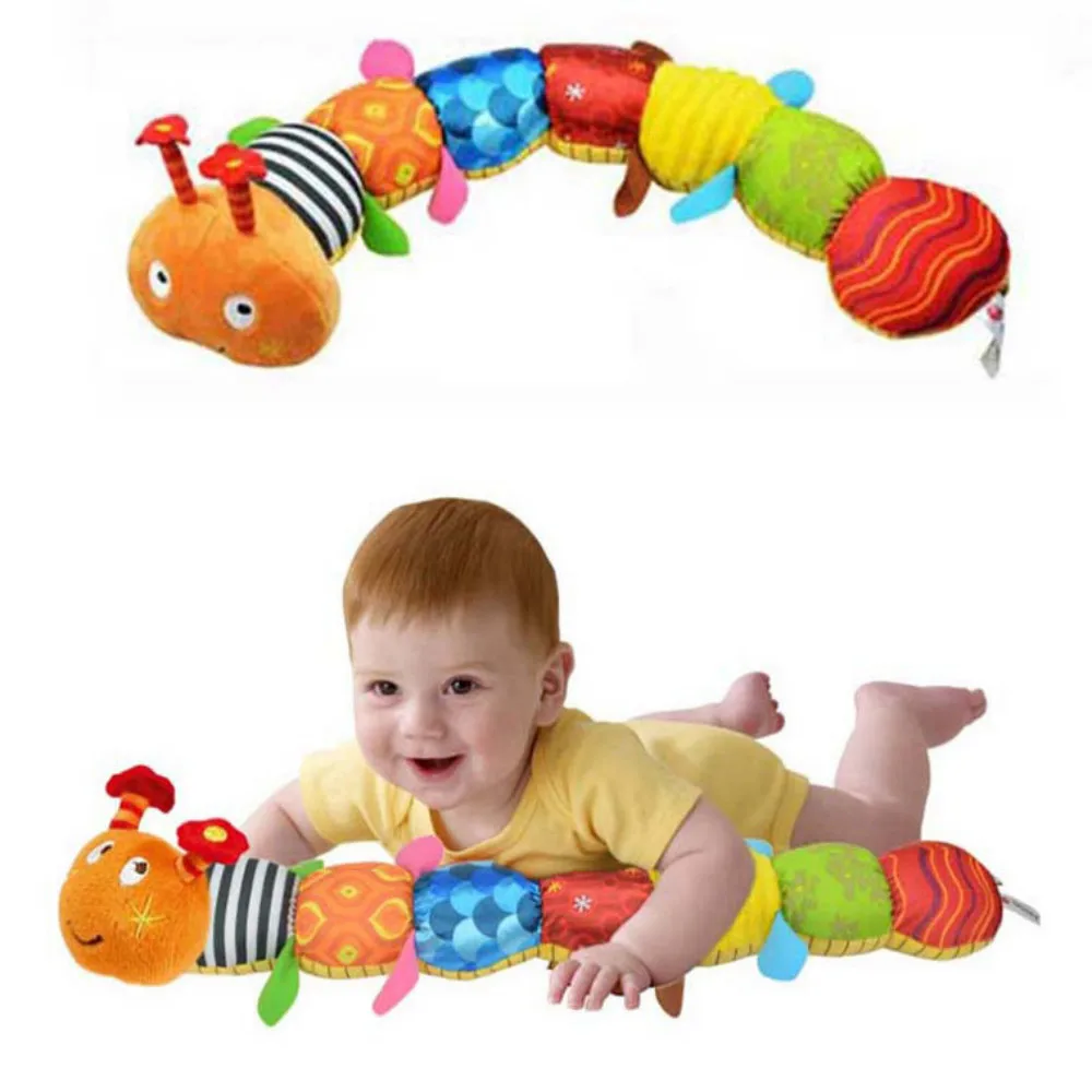Музыкальная детская игрушка, Музыкальная гусеница, погремушка с кольцом, колокольчик, милая мультяшная плюшевая кукла, для раннего образования, для детей от 0 до 3 лет