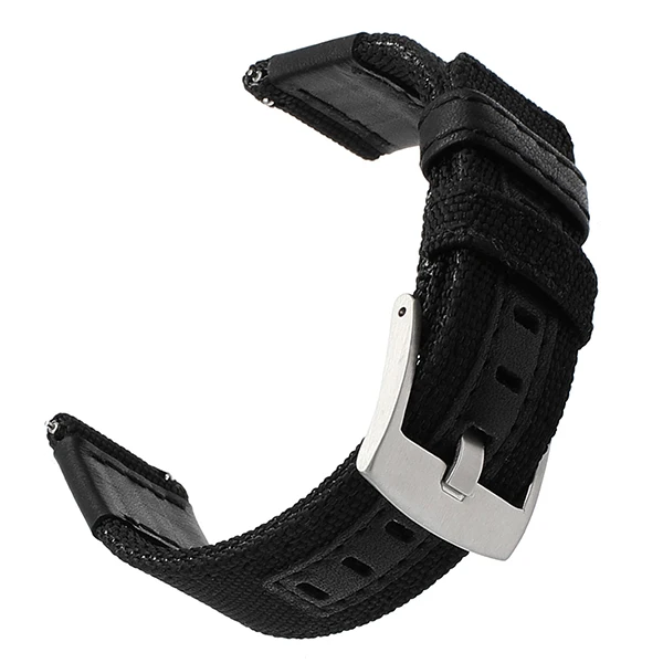 Холст нейлон+ натуральная кожа ремешок для часов 20 мм 22 мм 24 мм для Casio Citizen Seiko Quick Release Watch Band сталь застежка ремешок - Цвет ремешка: Black S