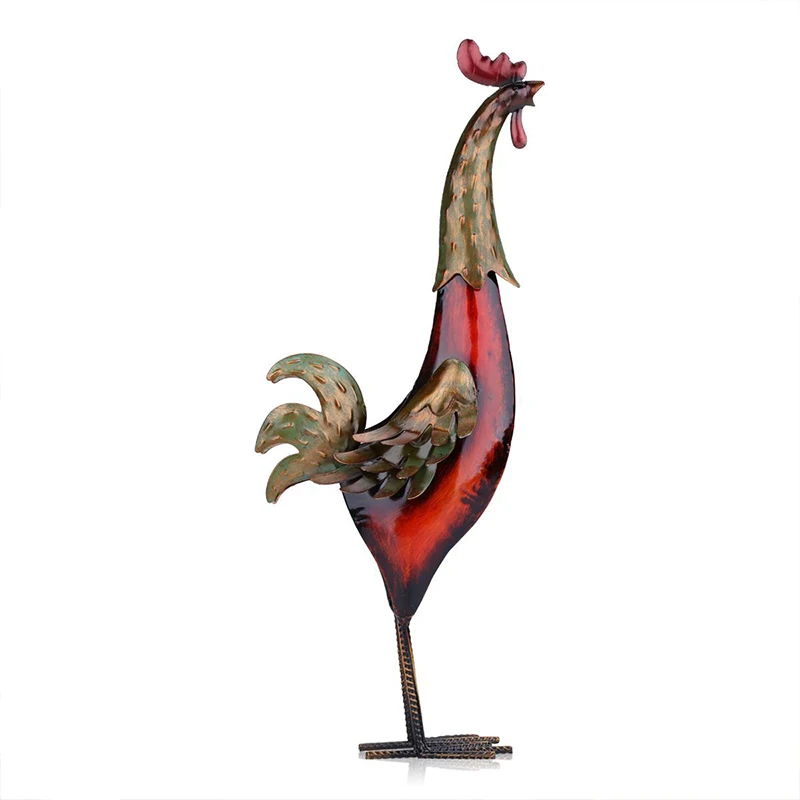

Creative Colored Tin Cock Figurines Ornaments Desktop Crafts Modern Animal Iron Cock Miniature Home Decoration Accessories Gifts
