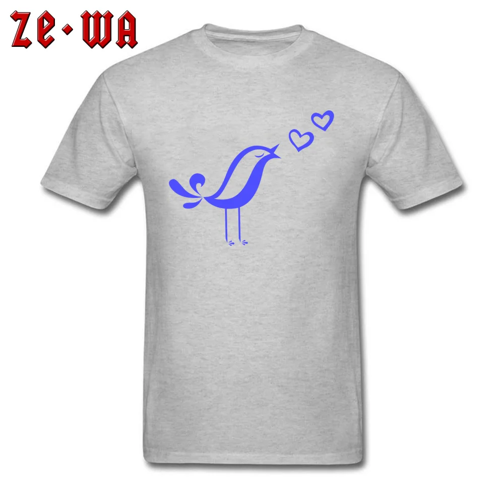 Love Song Birds Tops Tees Hip Hop Crew Neck Design Short Sleeve 100% Cotton Fabric Men's T-Shirt Gift Tee-Shirts Love Song Birds  grey