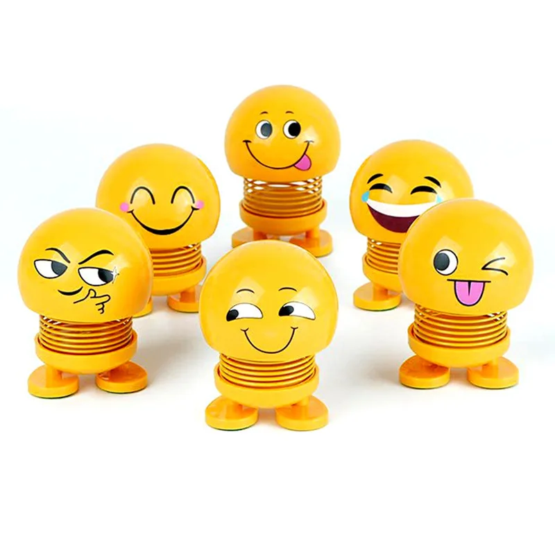 

Funny Bouncing Doll Spring Head Toy Doll Car Accessories Interior Emoji Action Figures Bobblehead Car Decoration Figurine Smiley