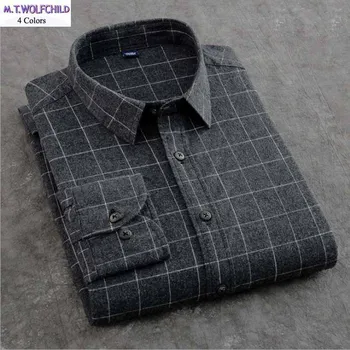 

100% Cotton Good quality 2018 Autumn mens vintage long sleeve plaid-shirts casual mens lapel shirts fashion spring shirts tops