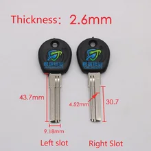10 шт. х Сигле сбоку ямочка ключ эмбрион дом Ключевые Замена Длина 43,7 мм JF042