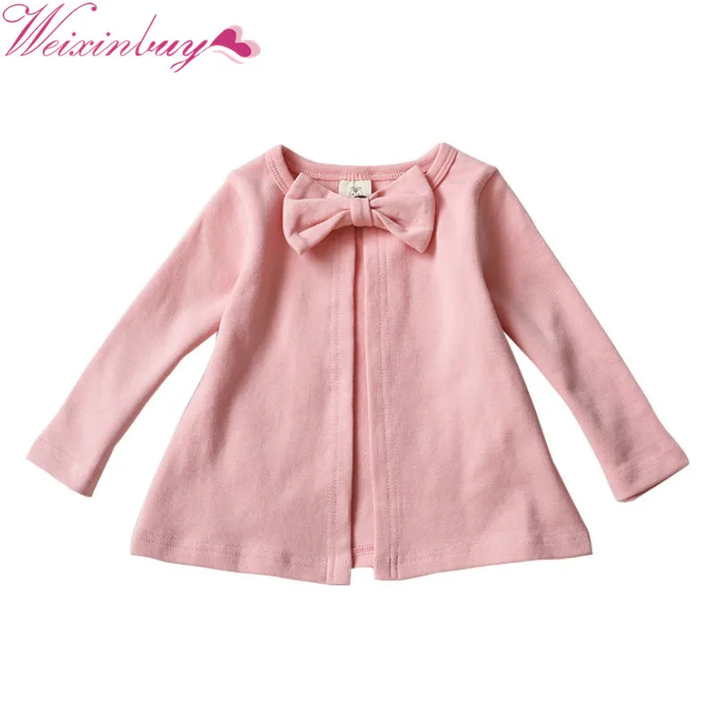 

Fashion Autumn Bow O-neck Kids Coat Newest Solid Cardigan Baby Coat Pink&Gray Full Sleeve Cotton Child Coat