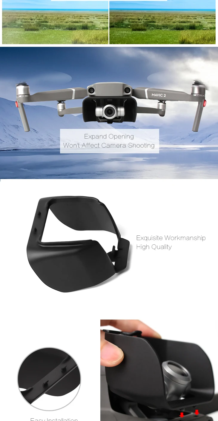 Sunnylife солнцезащитный козырек защита Подвески бленда объектива для DJI MAVIC 2 PRO& ZOOM Drone