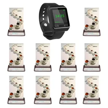 

SINGCALL restaurant calling system,1 mobile receiver watch and 10 pcs call buttons for coffee shop