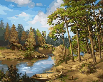 

Unframe diy picture oil paintings by numbers paint by number for home decor canvas painting 5065cm church in mountain