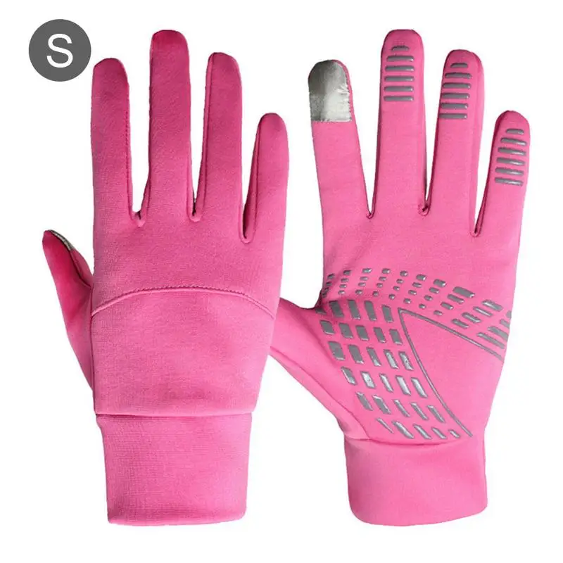 Перчатки для бега, зимние Нескользящие, для верховой езды, теплые, морозостойкие, эластичный велосипедный, плюшевые перчатки для спорта на открытом воздухе для мужчин и женщин - Цвет: SRORT Pink S
