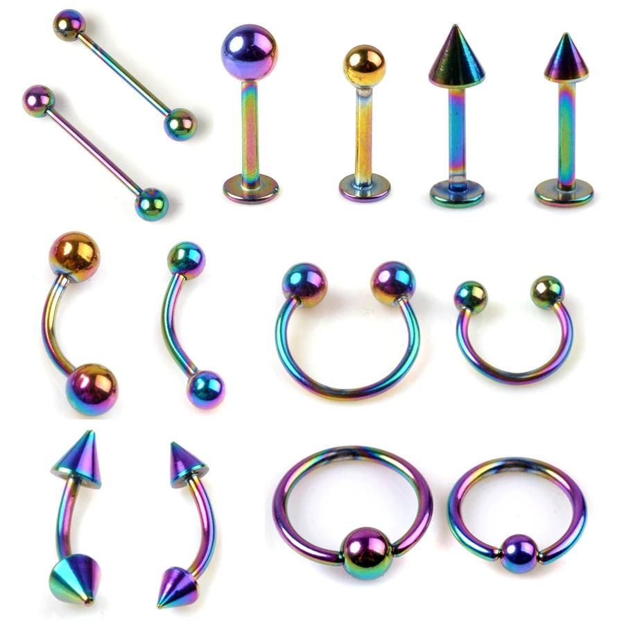 

5pcs Chic 316L Stainless Steel Belly Lip Tongue Eyebrow Labret Barbell Rings Stud Ball Piercing Body Jewelry Wholesale