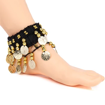 

5pcs Glitter Golden Coin Belly Dance Anklet Wedding Bridal Chain Foot Bracelet Anklet For Dancer's Leg Ornaments Decor
