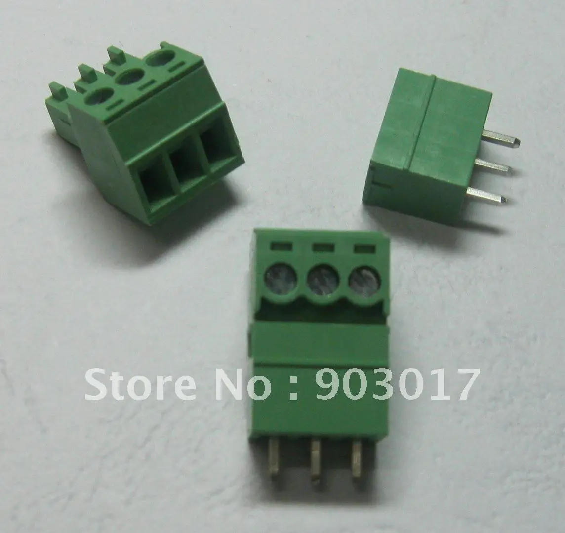 피치 3.5mm 3 핀/웨이 스크류 터미널 블록 커넥터 녹색 플러그 가능 유형, 핀 30 개 포함