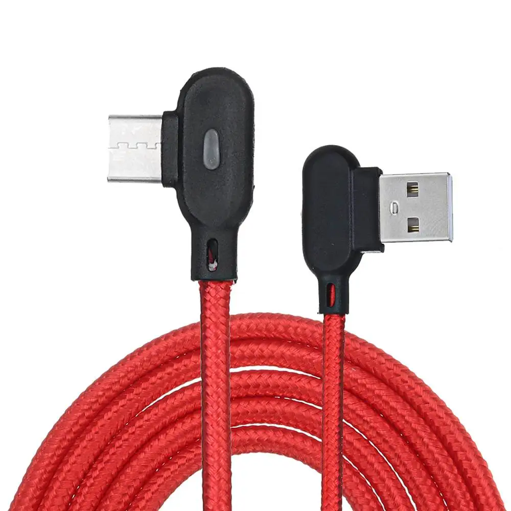

90 degree USB Type C Cable with LED Light 2.4A USB-C Cable Type-C Fast Charging Cord for Samsung S9 S10 for Huawei P20 Pro