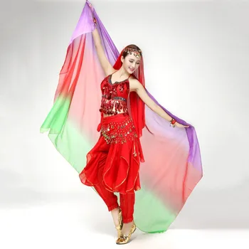

Women Belly Dance Gradient Silk Veil Shawl Face Scarf Bollywood Costumes