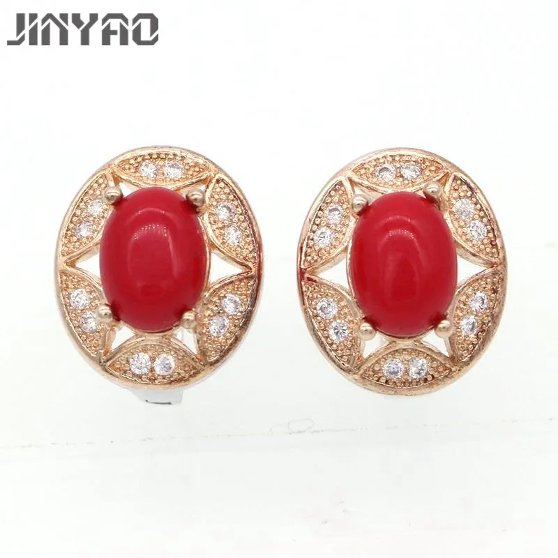 JINYAO модные серьги золотого цвета очаровательные красные коралловые & ААА