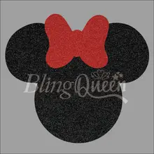 BlingQueen/12 шт./партия, на заказ, блестки, горячая фиксация железа на виниловых переводах, мотивы Минни, Минни+ Бант, комплект из 2 предметов