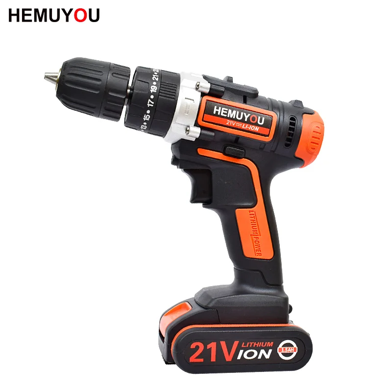 

21V cordless electric screwdriver multi-function electric drill impact drill lithium ion battery 2 speed + smart battery display