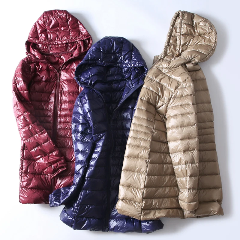 Kopen 2018 Herfst Winter Vrouwen Ultra Licht Donsjack Warme Lichtgewicht Witte Eend Down Jas Parka Dames Lange Hooded Uitloper AB884