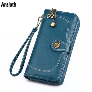 

Ansloth Fashion Female Mini Handbag Oil Wax Leather Bags Lady Purse Clutches Vintage Wallet Classic Women's Day Clutches HPS414