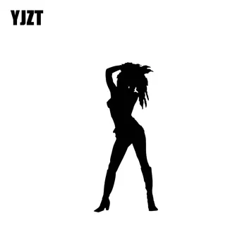 

YJZT 4.3*9.9CM Shining Lively Sexy Girl Black/Silver Fashion Design Vinyl Decals Covering The Body Good Quality C20-0324