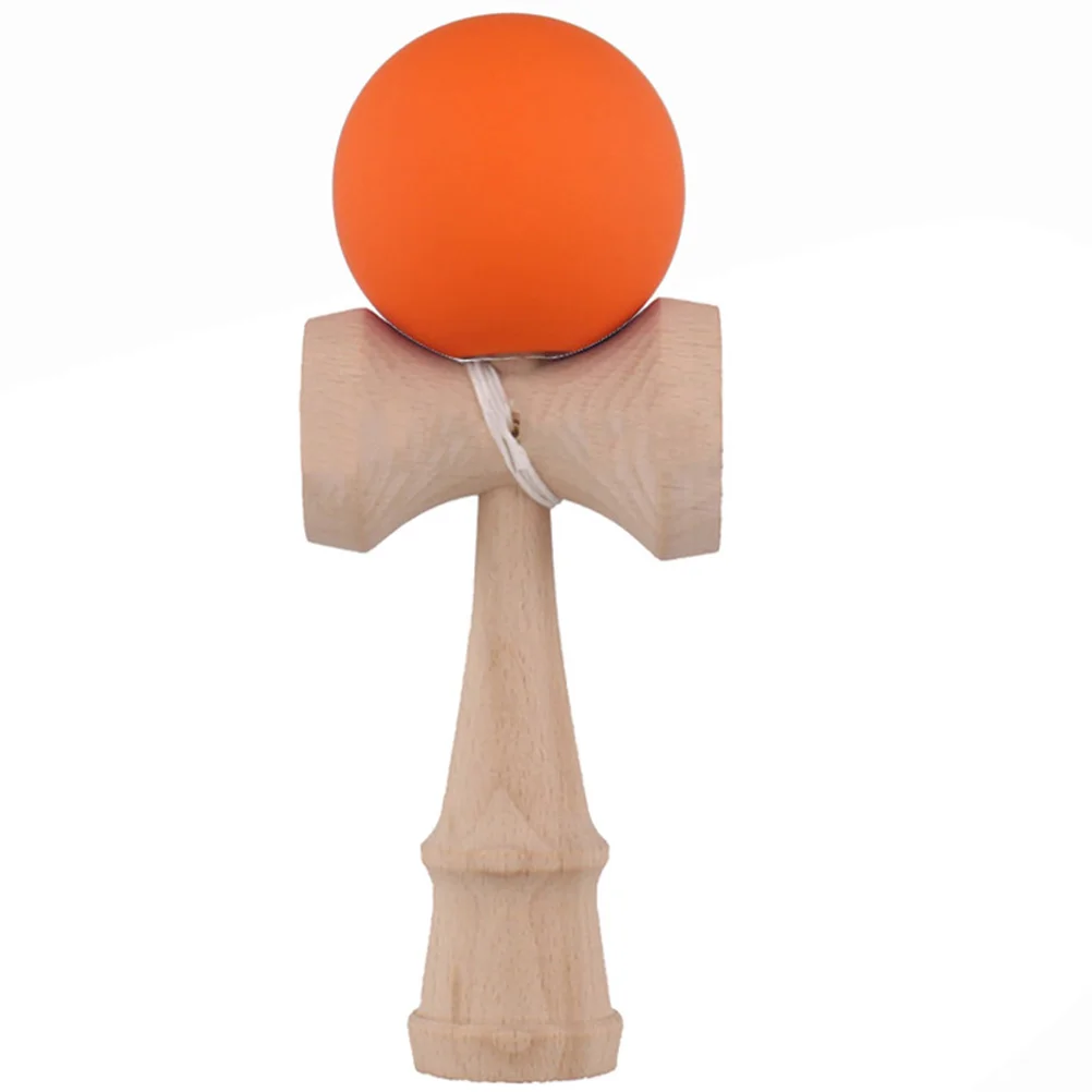 Профессиональная 18,5 см Традиционная игрушка резиновая краска Kendama матовый шар Kid Kendama деревянный мяч - Цвет: Оранжевый