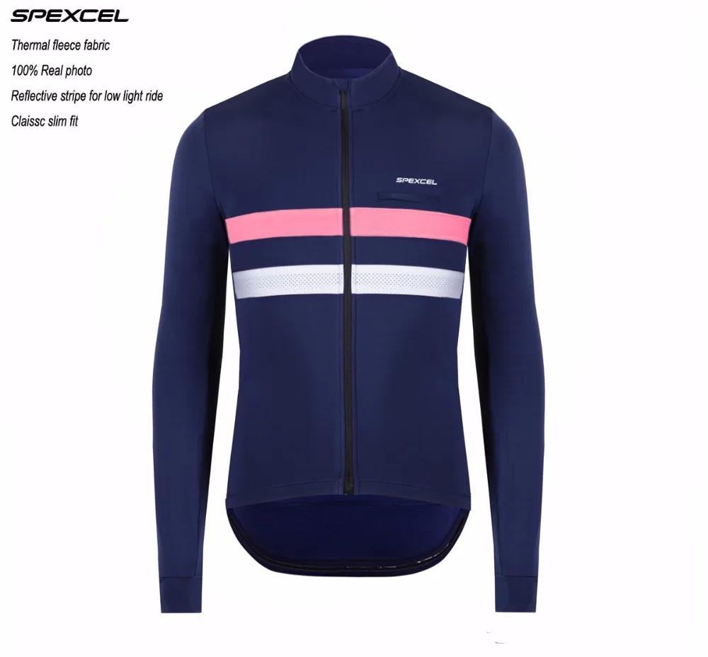 Online SPEXCEL 2018 de alta calidad de invierno de lana térmica reflectante ciclismo Jersey clásico de manga larga ropa de ciclismo para Paseo con poca luz