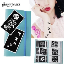 Glaryyears 1 Набор 108 узоров трафарет для татуировок альбом PP120 карта бит книга для макияжа тела Рисование пастой блеск хна Шаблон КНИГА