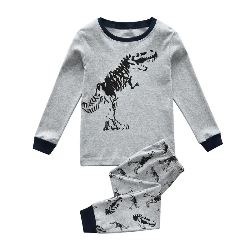Дети хлопок Детский комплект одежды для сна для маленьких мальчиков милые Пижама с динозаврами комплект От 2 до 7 лет Хэллоуин хлопковые