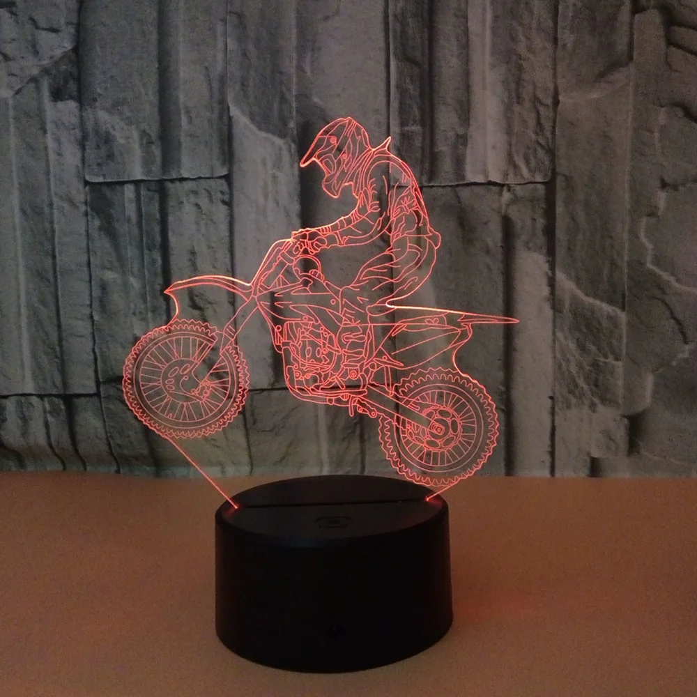 

Cool Motorcycle Acrylic 3D Night Light LED Stereo Vision Lamp 7 Colors Changing Bedroom Bedside Night light