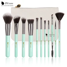 DUcare 11pcs Makeup Brushes Kit Set Powder Foundation Eyeshadow Eyeliner Lip Brush Tool mint green soft Synthetic Hair