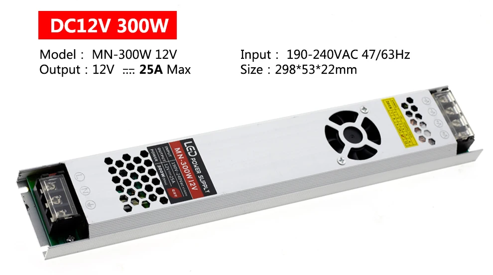 Ультратонкий импульсный источник Питание DC 12V LED трансформаторы 60W 100W 150W 200W 300W AC190-240V драйвер для Светодиодный полоски