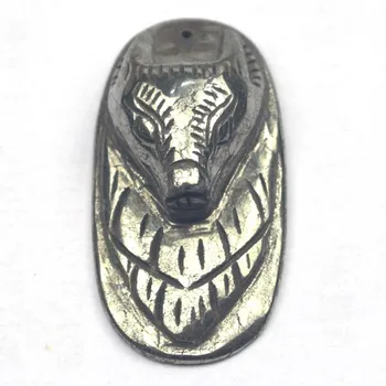 Wolfhead Carved Anubis Pyrite Pendant2
