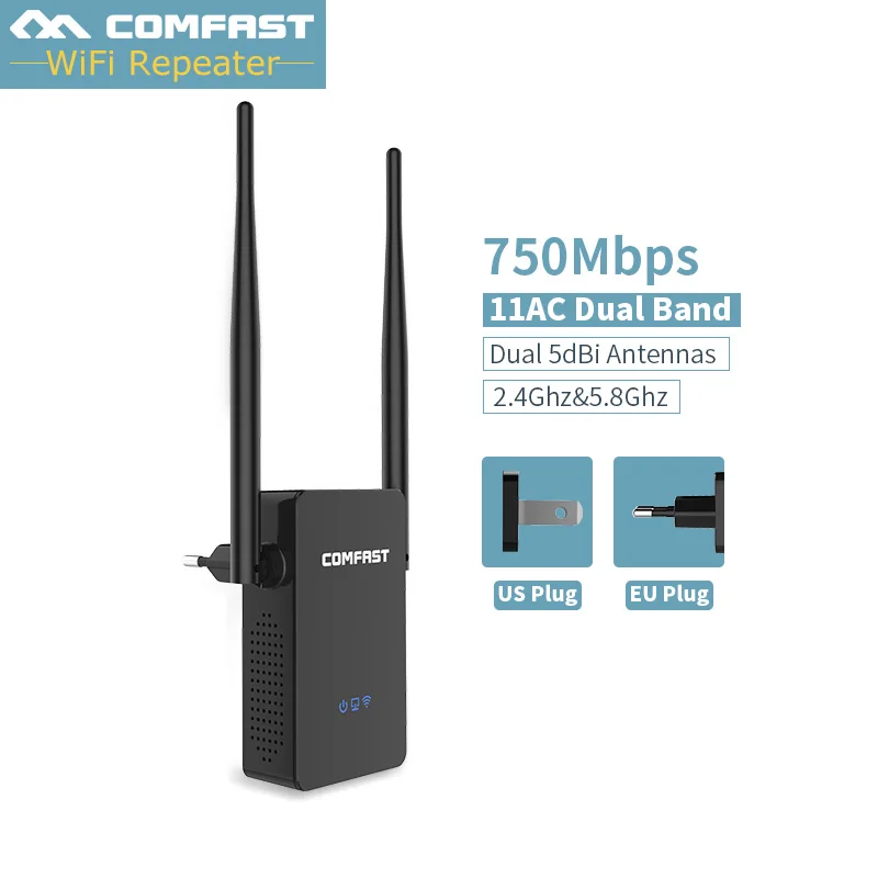 Comfast WR750ACV2 двухдиапазонный 750 Мбит/с Wifi ретранслятор расширитель 802.11ac