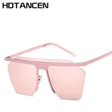 HDTANCEN Estilo Hombres de Las Mujeres gafas de Sol de Diseño de Marca de Moda Unisex Medio Marco Gafas de Sol de La Vendimia Sombra Gafas de Metal Gafas de Sol