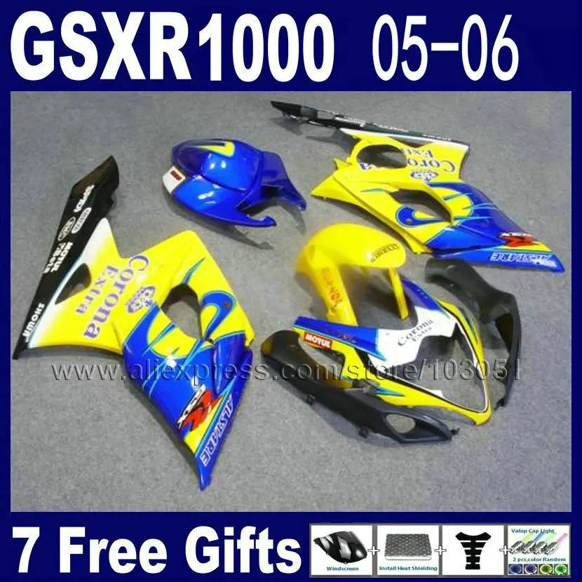 

ABS Injection molding motorcycle fairings kit for suzuki yellow corona K5 2005 2006 kits 05 GSXR 1000 06 road fairing kits