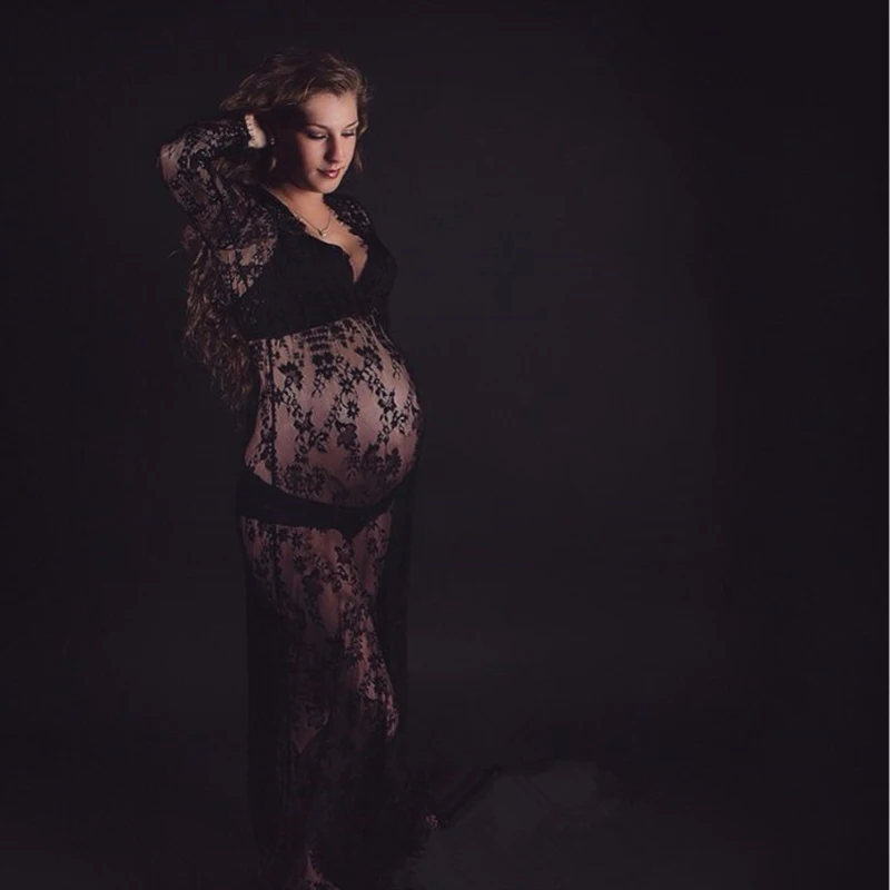 Модная летняя одежда для будущих мам сексуальные цветочные кружева беременность длинное платье Фотография Одежда для беременных женщин