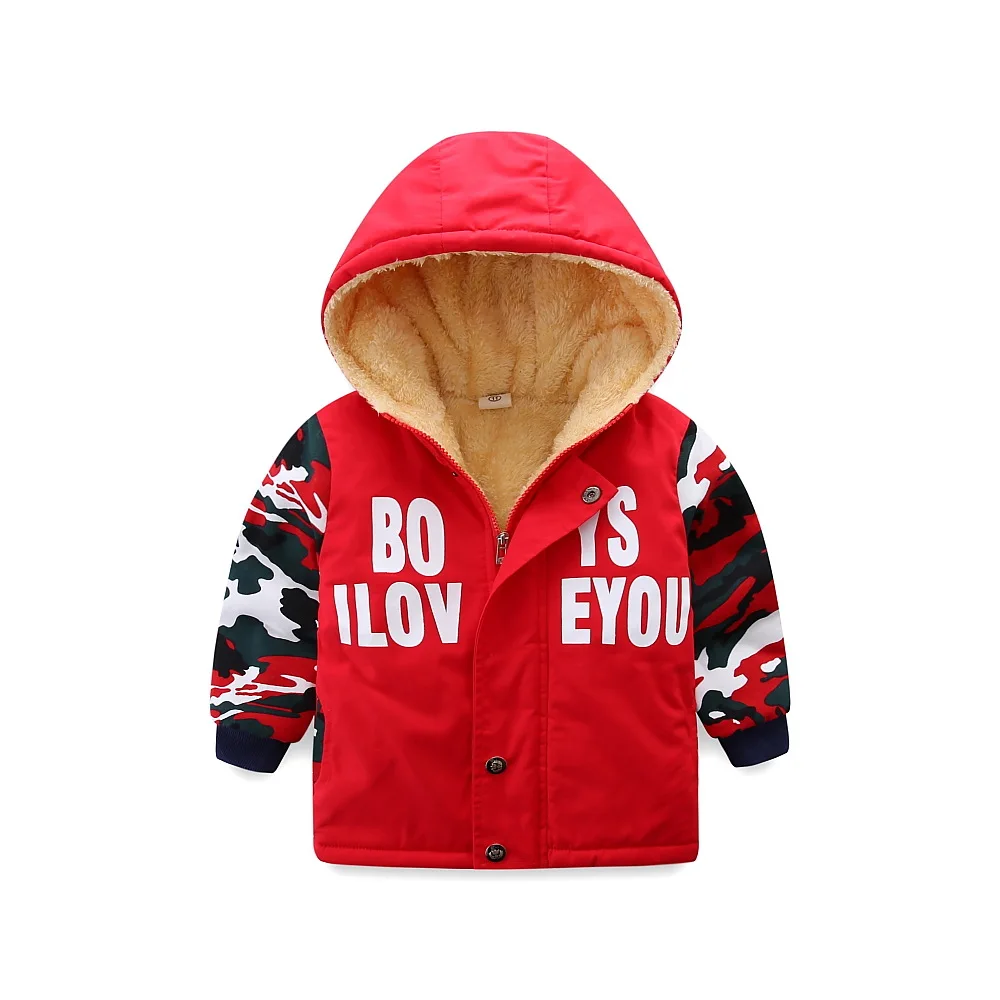 Boys Warm Camouflage Jackets Children Fashion Toddler Zipper Hooded Outerwear Kids Winter Baby girls Warm Coat Thick Jacket