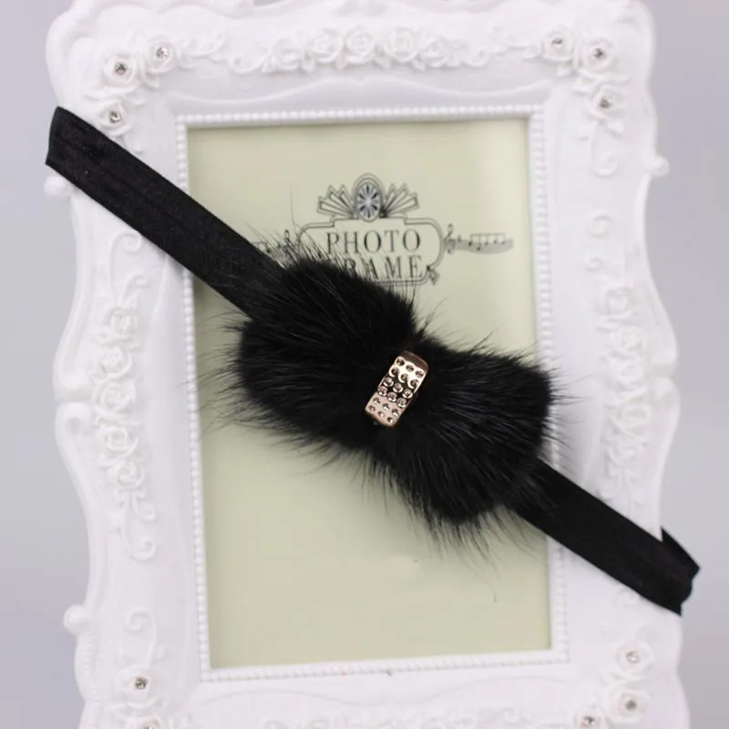 Милое меховое оголовье marten hairband аксессуары для волос Элегантные меховые банты оголовье для фотосъемки