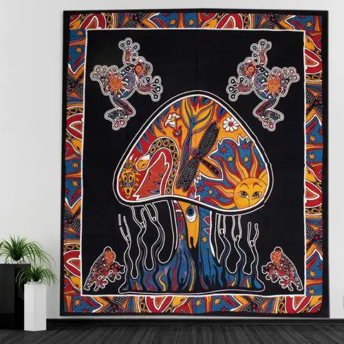 

CAMMITEVER Table Cloth Mandala Tapestry Hippie Frogs Mushrooms Tapestries Boho Bedspread Beach Towel Yoga Mat Blanket