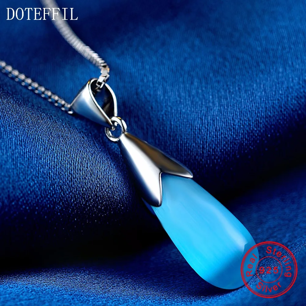 Женское ожерелье из серебра 925 пробы с подвеской в виде капли воды|sterling silver