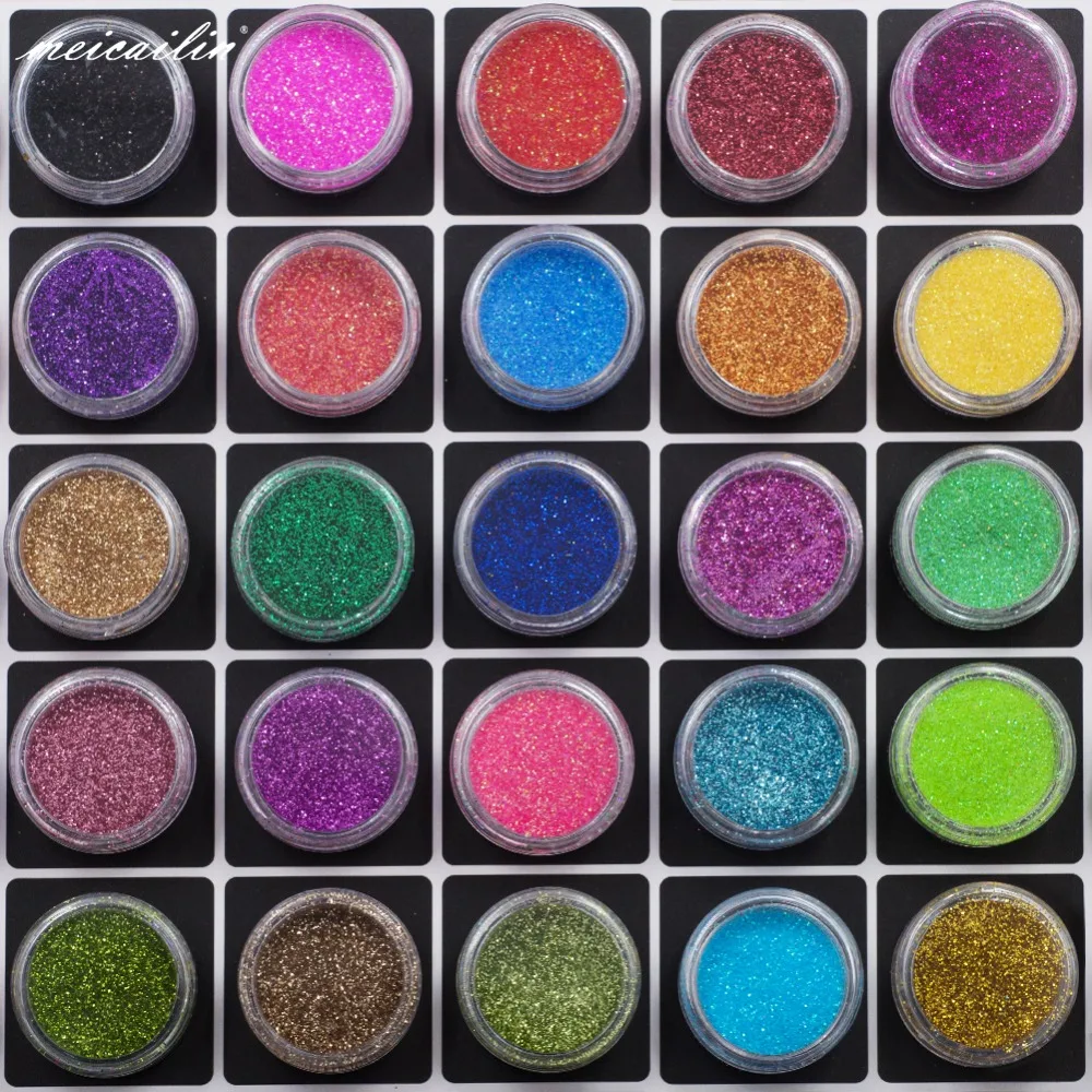 Meicailin 45 Colors/Set Nail Glitter Powder Holo Chrome Nail Art Extra