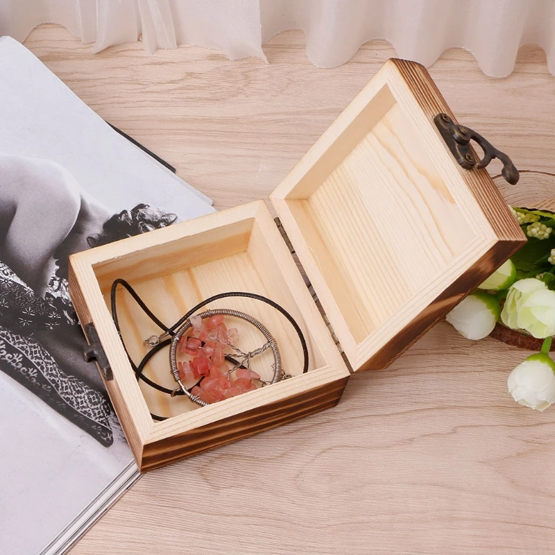 NEW Vintage Wooden Hinged Box Jewellery Storage Case Crfats Sundries Organizer Makeup Vintage Wooden Hinged Box organizer