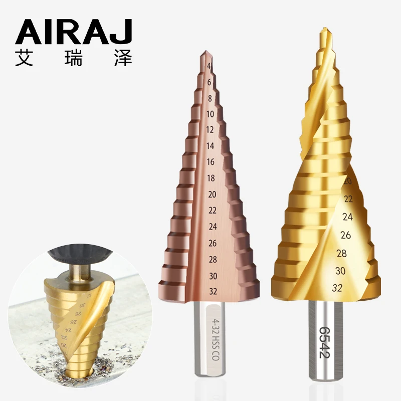 AIRAJ Multi-function Drill Stainless Steel Pagoda Drill Cone Reamer Metal Hole Opener Step Drill Puncher