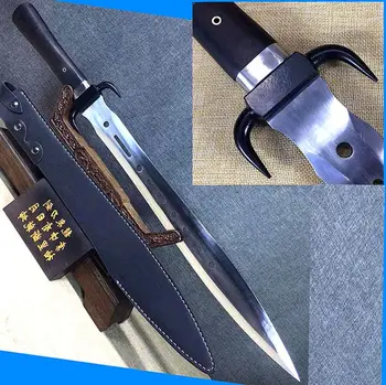 

Strong Europe Warrior Battle Dao Sword Saber 1095 High Carbon Steel Double Edge Sharp Outdoors Hunting Knife/Leather Sheath