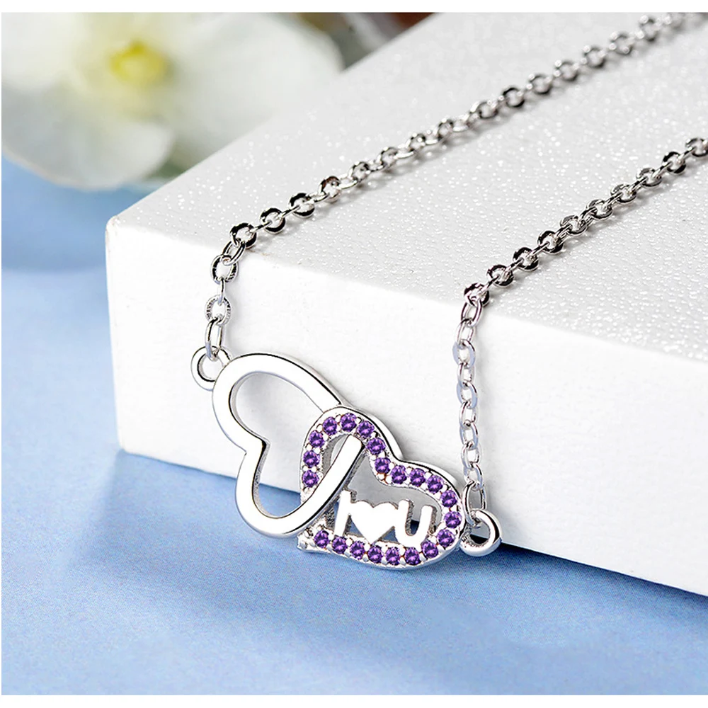 double heart engagement necklace jewelry (2)