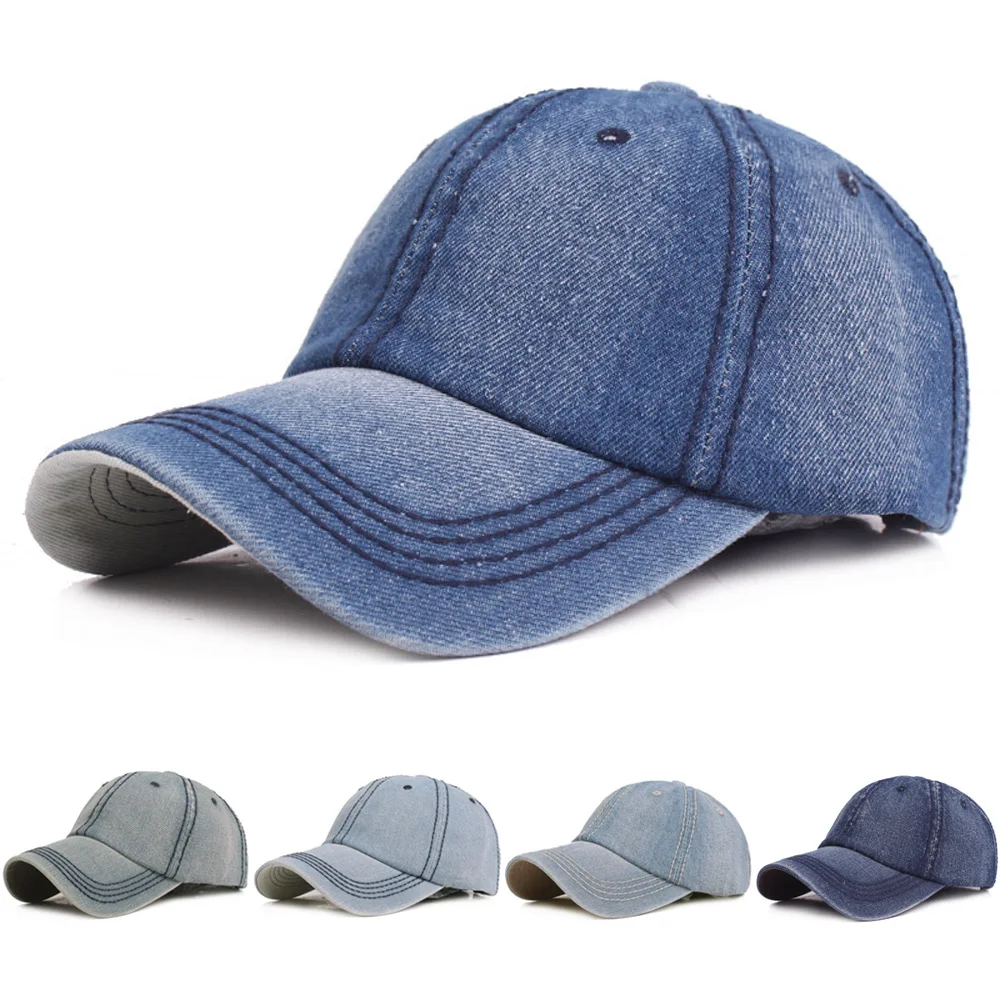 

Men’s Classic Baseball Cap Denim Visor Hat Solid Color Simple Adjustable Hats HATCS0389