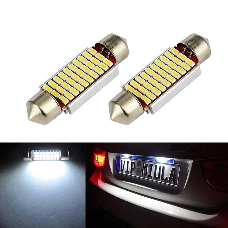 

2x Dome Festoon 3014SMD Error free Bright White LED License Number Plate Light For Volvo S40 V50 V70 C30 C70 70 s80 XC90 s60