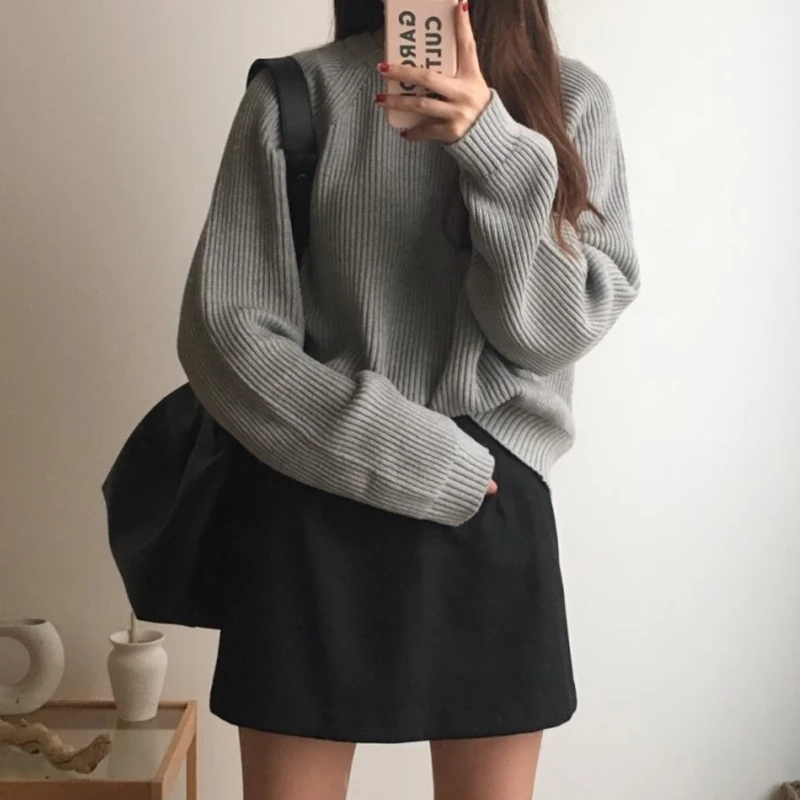 2018 Korean Style Fashion Ladies Full Sleeve Women Knitting Sweater Solid O-Neck Pullover Loose Sweater Hot Sale S80209Q 2018 Korean Style Fashion Ladies Full Sleeve Women Knitting Sweater Solid O-Neck Pullover Loose Sweater Hot Sale S80209Q