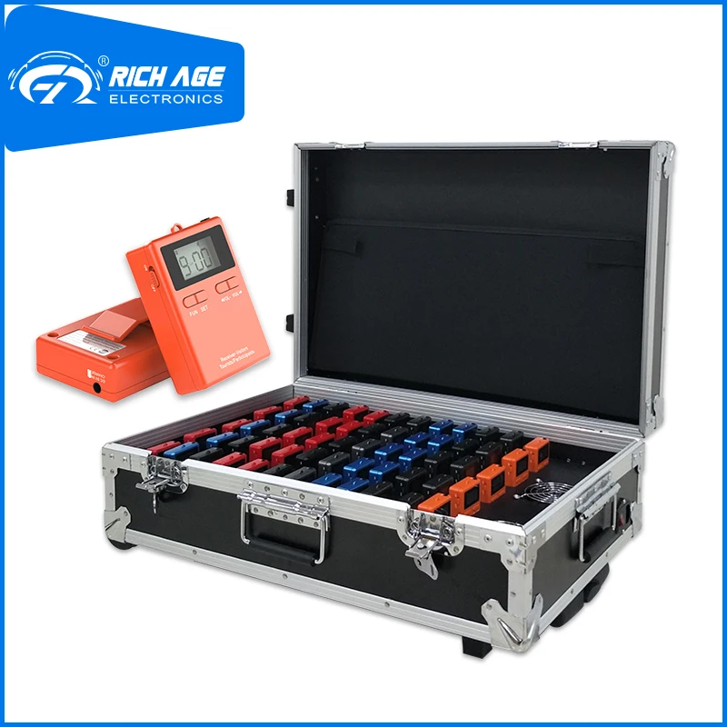

RichiTek Ear Hook Tour Guide System Handheld 2 Transmitters+58 Receivers For Travel Agency With Condenser Microphone