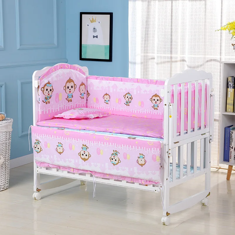 5pcs Set Infant Bedding Set Cotton Newborn Baby Crib Bumpers