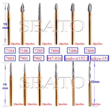 1 Box Dental Trimming & Finishing Gold Burs Carbide Burs 7901/7803/7104/7404/7205/7106/7902/7404/7406/7408/847-016/endo-z(152)